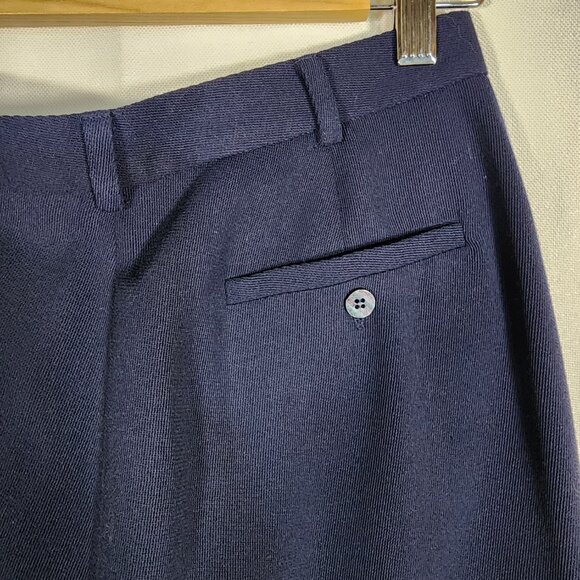 Rena Rowan Vintage Wool Satin Lined Slacks Blue Size 10 34 Inseam - Picture 3 of 4